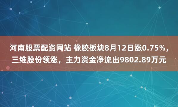 河南股票配资网站 橡胶板块8月12日涨0.75%,三维股份领涨,主力资金净流出9802.89万元
